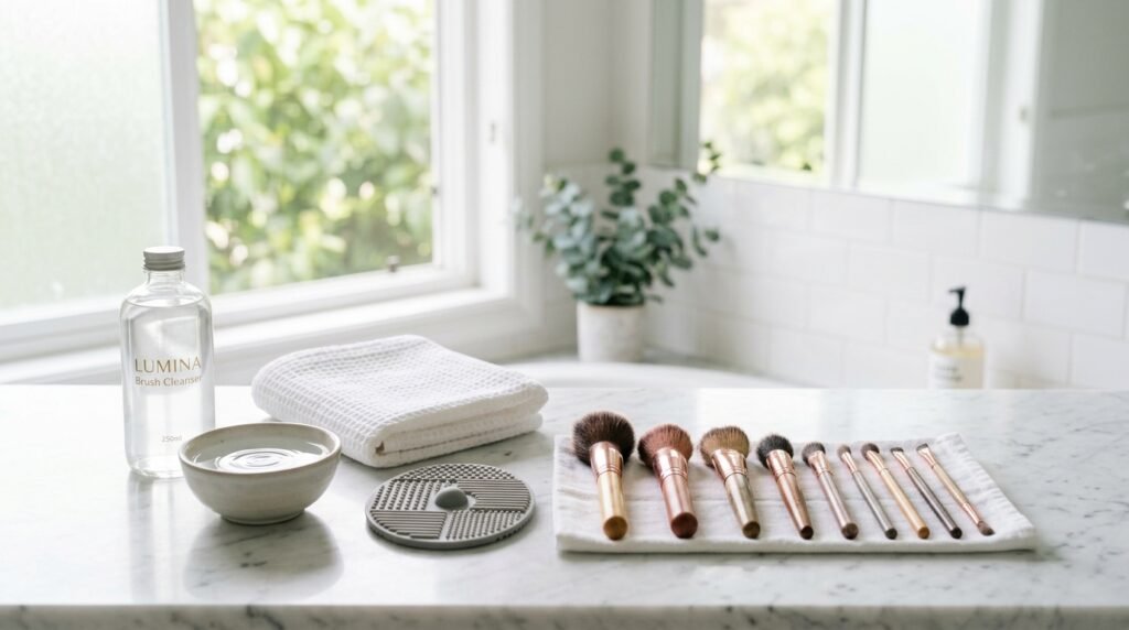 how to clean makeup brushes with brush cleaner
