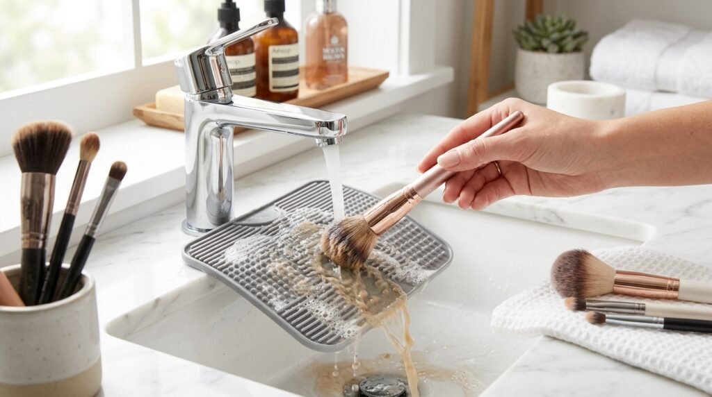 how to clean makeup brushes with brush cleaner