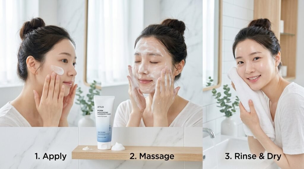 How to Use Anua PDRN Moisturizing Cleansing Foam Correctly