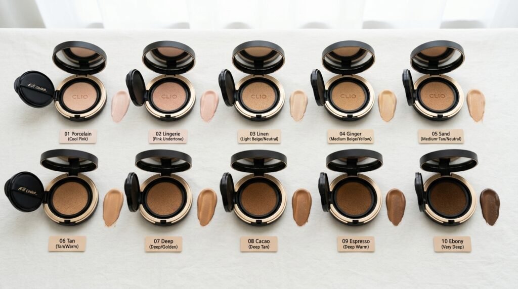 Clio Kill Cover Cushion Shades and Shade Chart