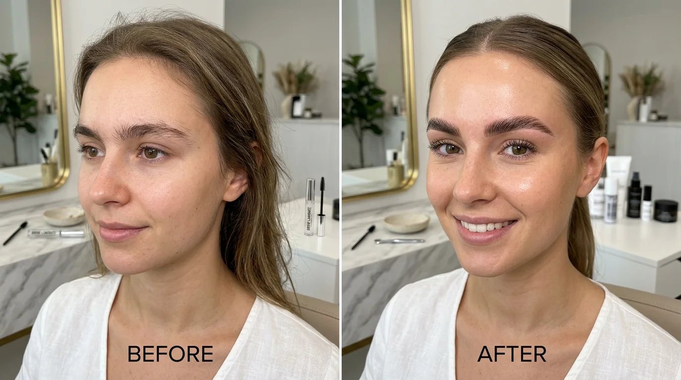 brow lamination before and after