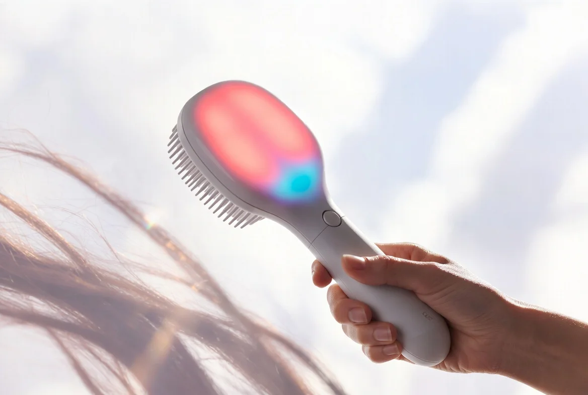 Exoceuticals Exo Hair Red Light LED Hair Brush – Stimulate Hair Growth & Reduce Hair Loss
