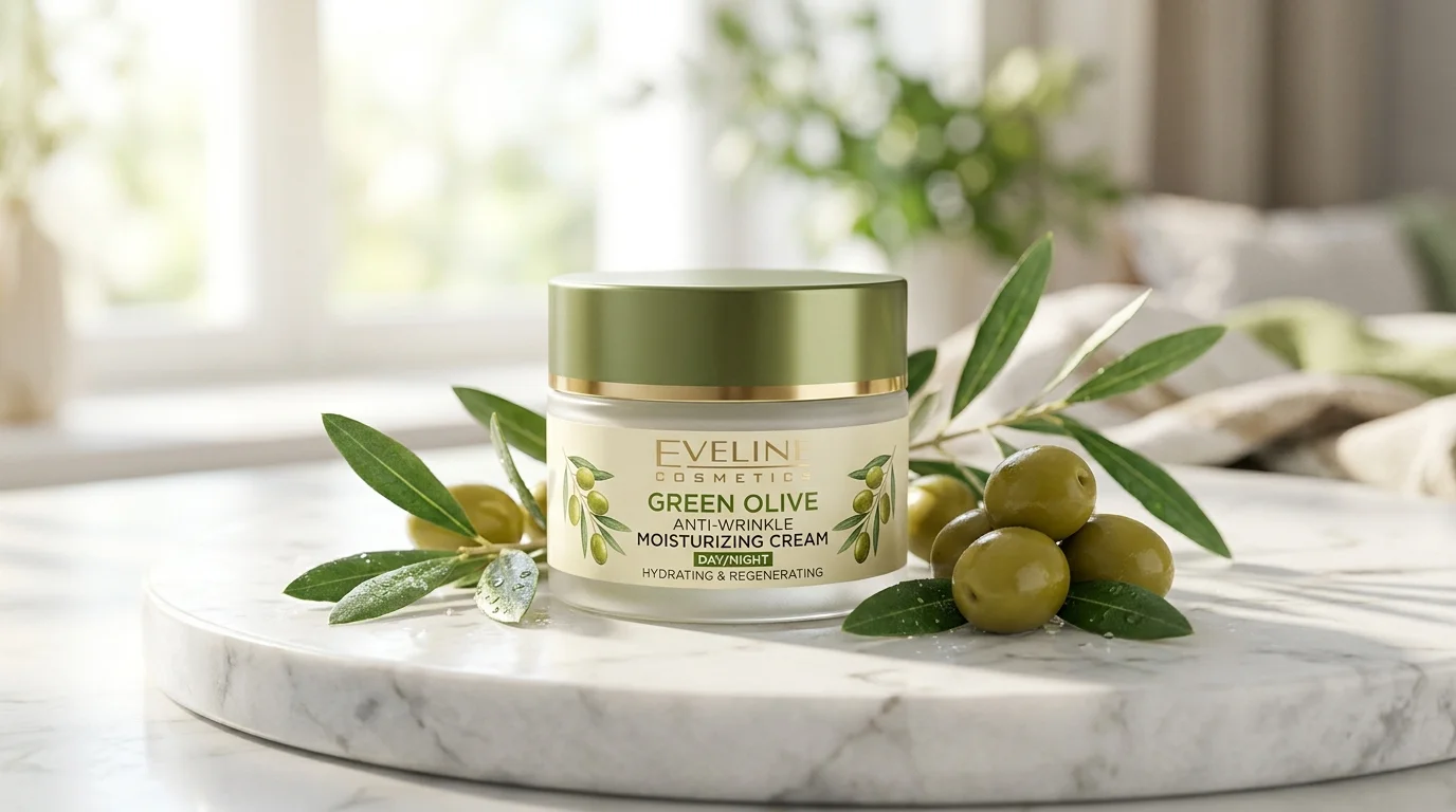 Eveline Cosmetics Green Olive Anti-Wrinkle Moisturizing Cream – Day & Night Hydration for Dry Skin